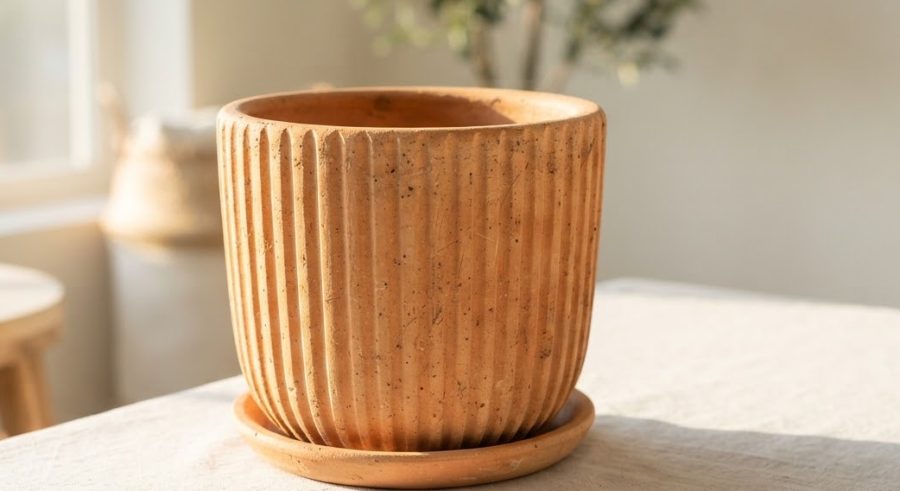 Terracotta Ribbed Planter 8" — alternate view
