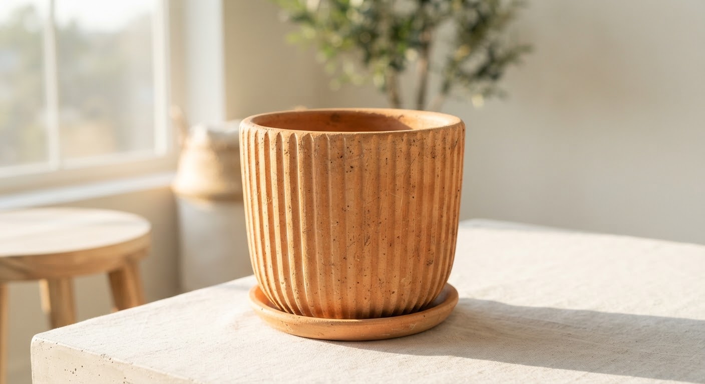 Terracotta Ribbed Planter 8" — Customer Favourite